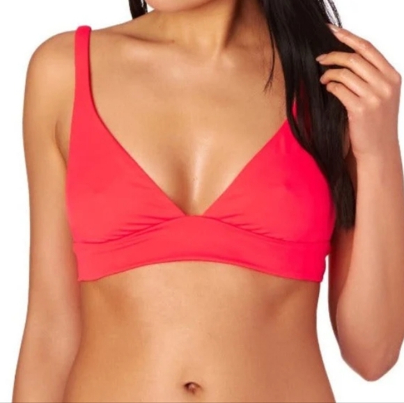 Billabong Other - NWT Billabong Bright Coral Classic Solid Banded Bralette Bikini Top L 12
